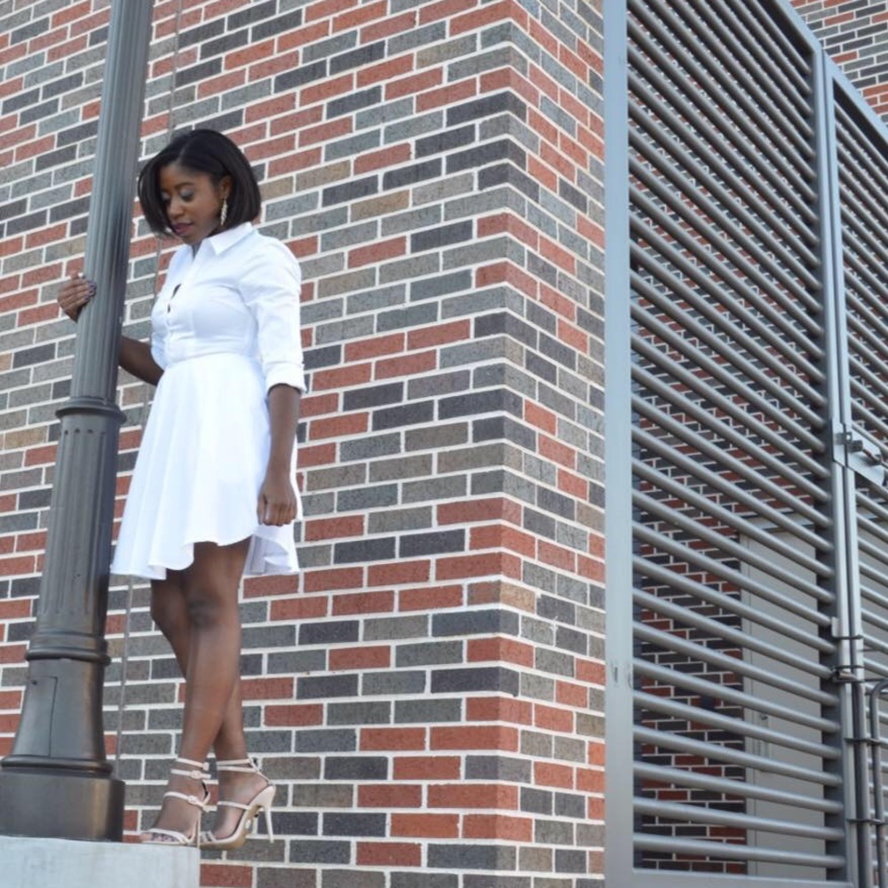 Express white button up dress